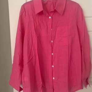 Barbie Pink button down, long sleeve shirt